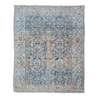 Persian Antique Malayer Rug With All-Over Design in Various Blue, Ivory & Red 4'8 X 6'3 For Sale