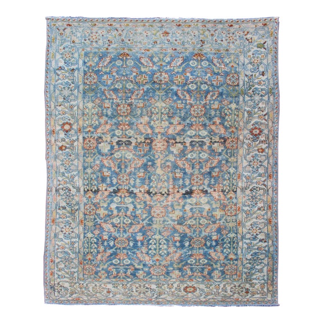 Persian Antique Malayer Rug With All-Over Design in Various Blue, Ivory & Red 4'8 X 6'3 For Sale