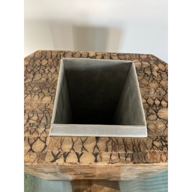 Vintage Faux Shagreen Octagonal Lacquered Box Tessellated Karl Springer Styling For Sale In New York - Image 6 of 9