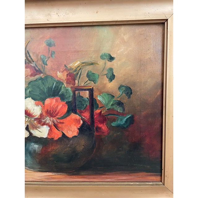 This vintage oil painting still life floral by W. Rüegg from 1931 captures the essence of era with its intricate detailing...