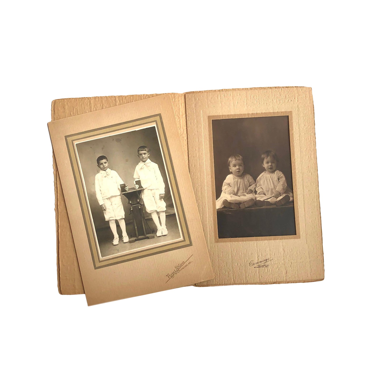 Early 20th Century Antique Cabinet Photograph of Twins - A Pair | Chairish