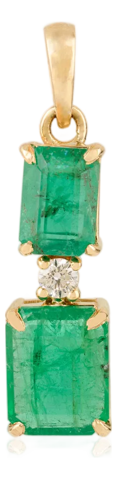 2.86 Carat Zambian Emerald & Diamond Solitaire Pendant in 14k Yellow Gold