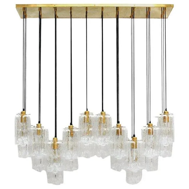 Modern Italian Murano Glass and Brass Suspension Lamp For Sale - Image 9 of 9
