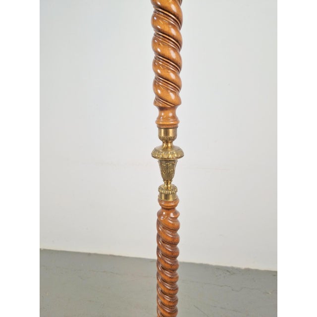 Hollywood Regency Regency Barley Twist Standing Coat Rack with Brass Lion Heads, France, 1950s For Sale - Image 3 of 10