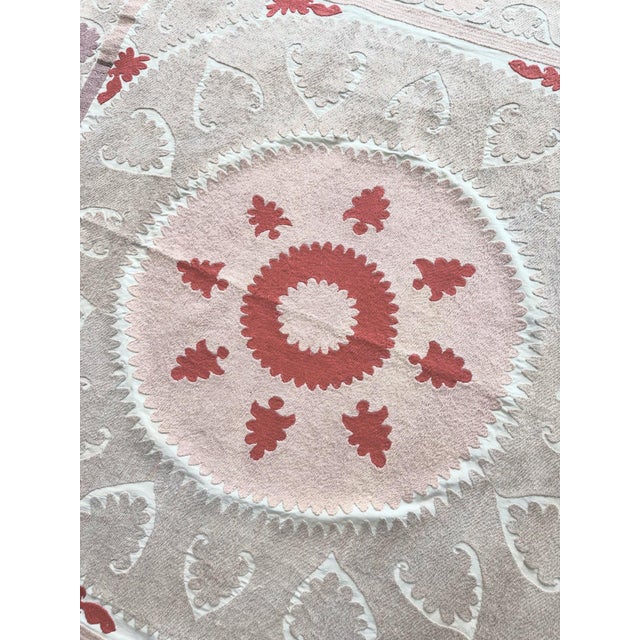 Tan Bohemian Suzani Wall Tapestry For Sale - Image 8 of 9