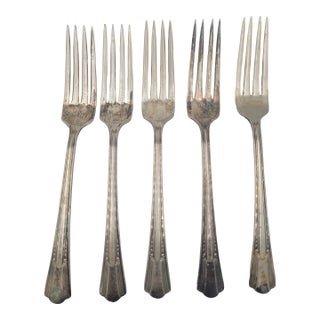 Early 20th Century International Silver Co "Lady Betty" Silverplate Forks - Set of 5 For Sale