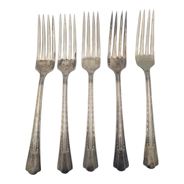 Early 20th Century International Silver Co "Lady Betty" Silverplate Forks - Set of 5 For Sale