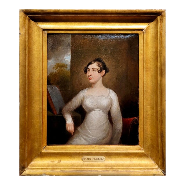 18th Century English School -Portrait of Mary Elwell -Oil Painting For Sale
