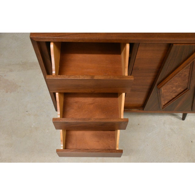 1960s Refinished Walnut and Burl Dresser Chest by Young For Sale - Image 12 of 13