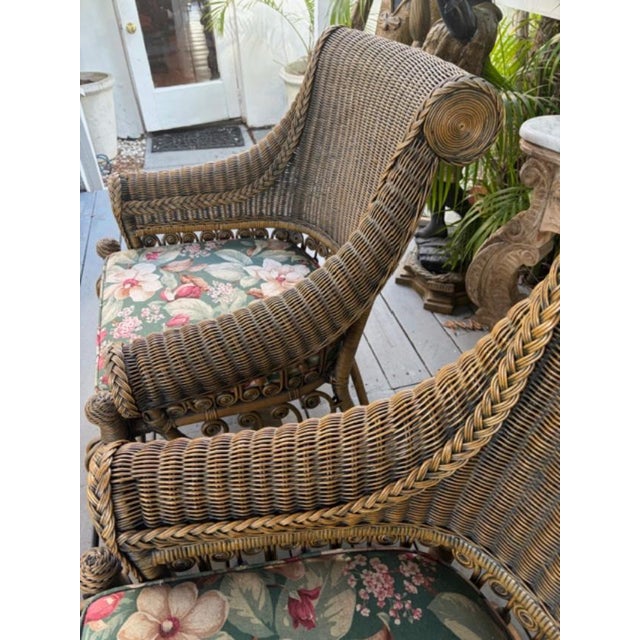 1970s 1980s Custom Wicker Porch Chairs For Sale - Image 5 of 9