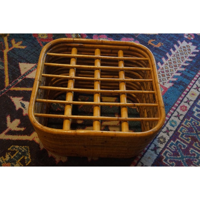 1950s Paul Frankl Style Stacked Rattan Foot Stool / Table Base For Sale - Image 10 of 11