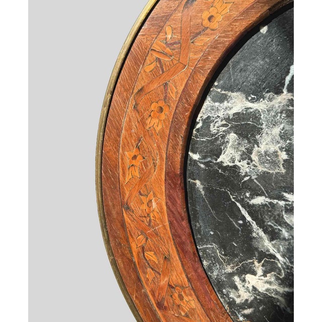 Early 20th Century Antique Oval Inlayed Occasional Table With Inset Marble Top For Sale - Image 5 of 6
