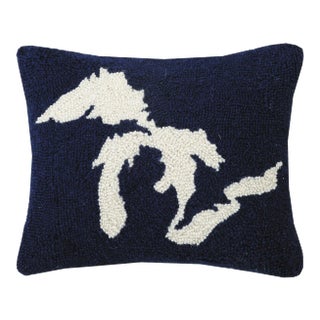 Great Lakes Hook Pillow, 12" x 16" For Sale