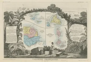 Steel Engraved Map of French Colonies in America, 1854