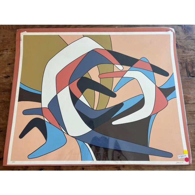 1970s Giorgio Zennaro Vintage Abstract Silkscreen, Signed For Sale - Image 5 of 10