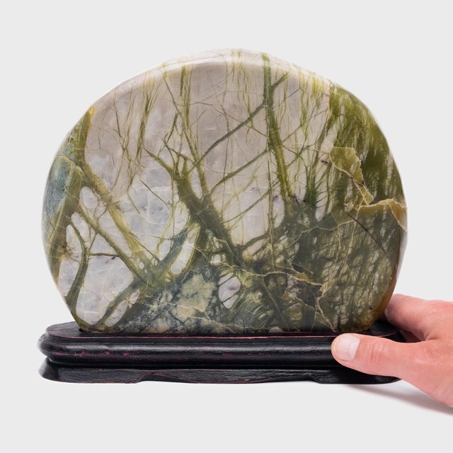Early 21st Century Petite Greenery Meditation Stone Sculpture For Sale - Image 5 of 6