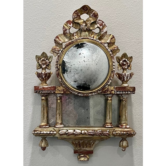 Antique French Gilt Wood Clock Case W/Mirrored Convex Glass For Sale - Image 11 of 16