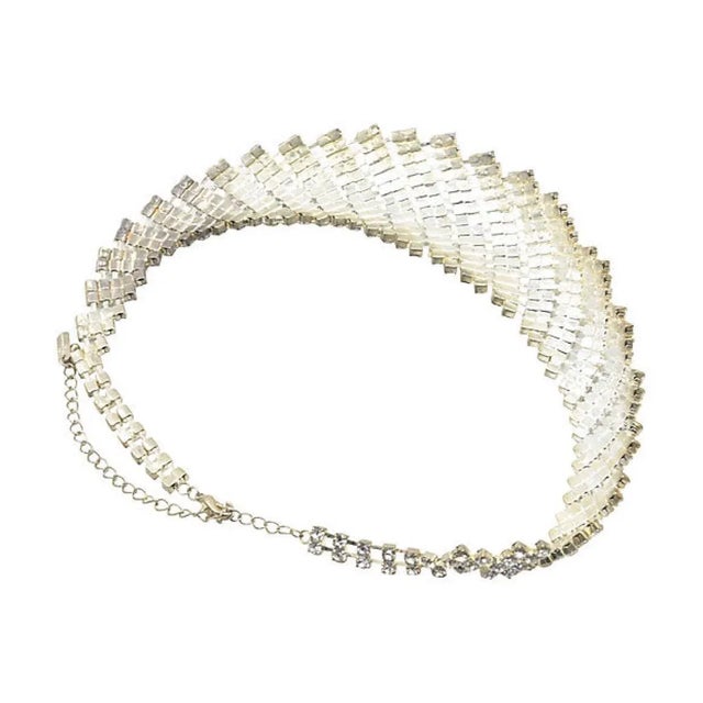 Rhinestone Bib Cocktail Statement Necklace and Earrings - 3 Pieces For Sale - Image 9 of 10