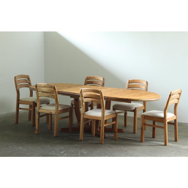 Wood Vintage Danish Pine Dining Chairs attributed to Dyrlund, 1980s, Set of 6 For Sale - Image 7 of 18