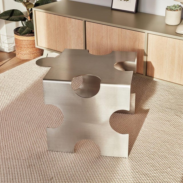 Puzzle Coffee Table in Brushed Stainless Steel by Veliento For Sale - Image 6 of 13