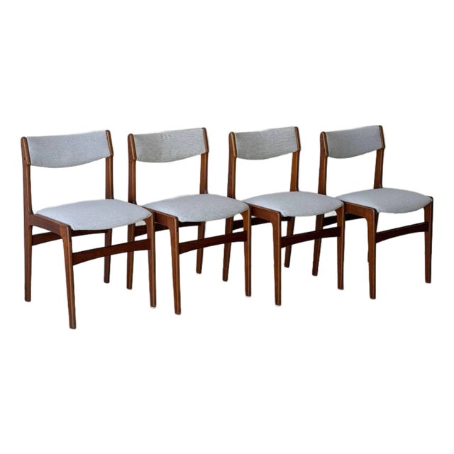 Teak Dining Chairs in Style of Erik Buch Set of 4 Danish Mid Century Modern Scandinavian Vintage 1960s For Sale