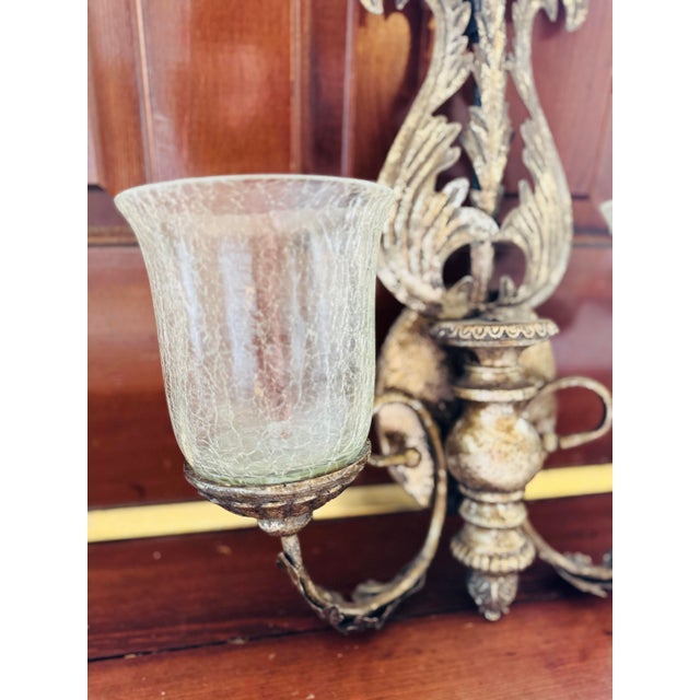 Silver Vintage Silver Double Hurricane Wall Candle Sconce For Sale - Image 8 of 8