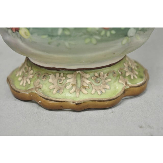 Antique Nippon Hand Painted Porcelain Moriage Twin Handle Countryside Scene Vase For Sale - Image 9 of 18