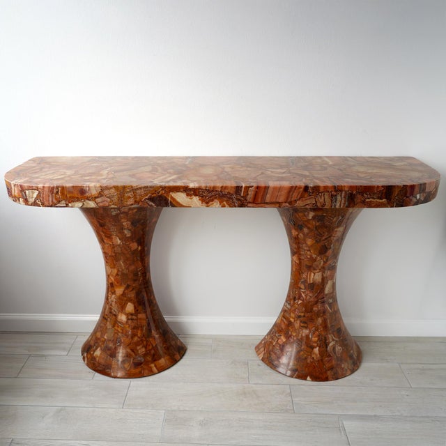 Red Muller's of Mexico Onyx Double Pedestal Console Table, 1960s For Sale - Image 8 of 14