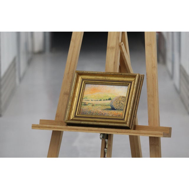 Impressionist painting France Landscape Oil painting Shield Wheat wall art Artwork Nature decor French art Office decor...