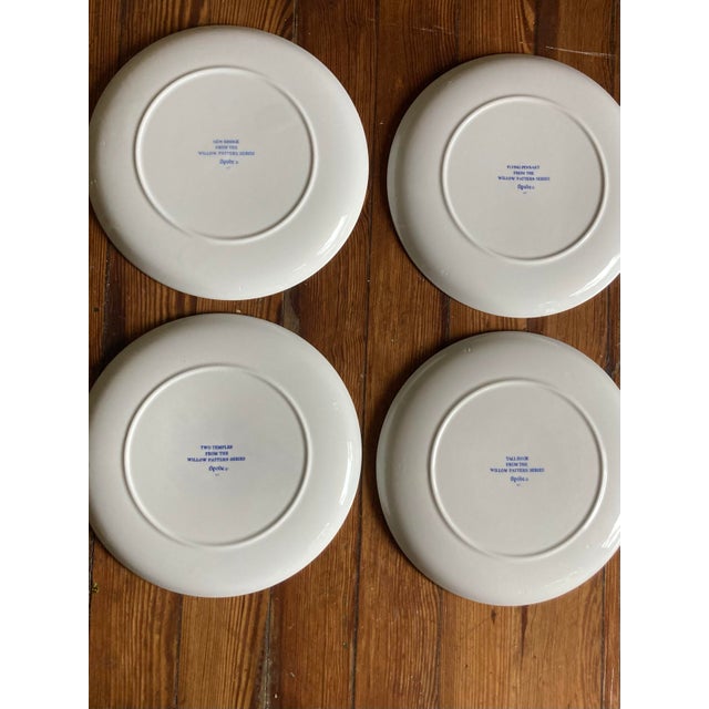 Spode Spode Blue Room Collection Plates in the Willow Pattern Series - Set of Four For Sale - Image 4 of 6