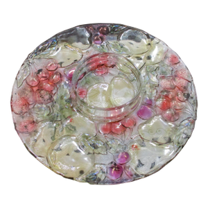 Vintage Rainbow Garden Color Glass Chip and Dip Tray Indiana Glass Fruit Design