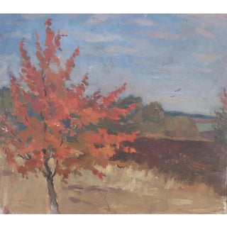 Autumn Landscape Oil Painting, Ukrainian Impressionism, 1970s 53-58 For Sale