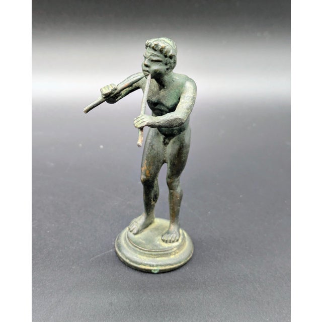 Grand Tour Italian Grand Tour Era Bronze Statuette: After "Young Faun With the Flute" For Sale - Image 3 of 10
