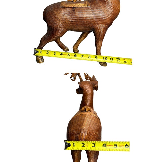 Vintage Shanghai Handicrafts Woven Rattan Moose Sculpture With Hidden Storage, Mid-Century Chinese Export Art For Sale - Image 12 of 12