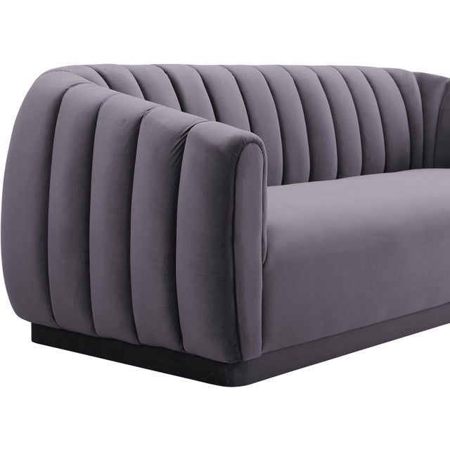 Arno Grey Velvet Sofa Chairish