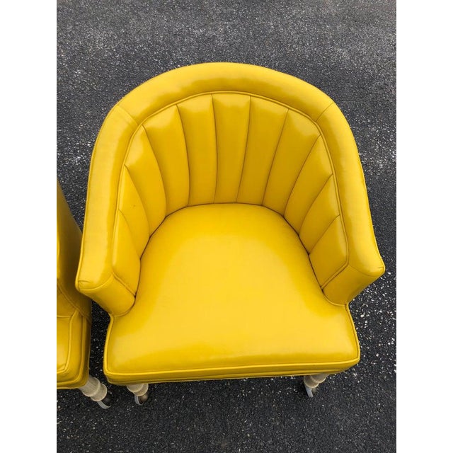 1970s Vintage Yellow Channel Back Vinyl Chairs a Pair Chairish