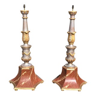 Silver and Gilt Standard Lamps, 1880s, Set of 2 For Sale