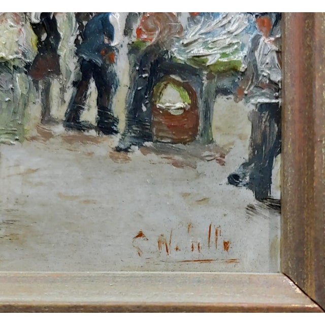 Women at the Market 1920s French Impressionist -Oil Painting For Sale In Los Angeles - Image 6 of 9