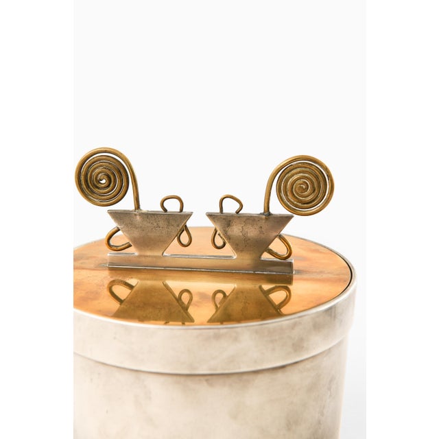 Metal Scandinavian Modern Jar in Brass and Pewter attributed to Ivar Ålenius-Björk, 1940s For Sale - Image 7 of 8