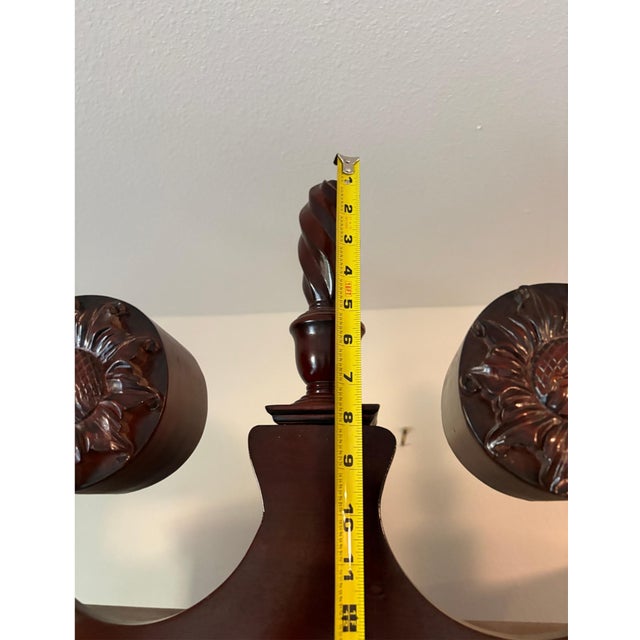 Wood Vintage Chippendale Style Mahogany Highboy Chest on Chest With Carved Bonnet Top & Working Keys For Sale - Image 7 of 12