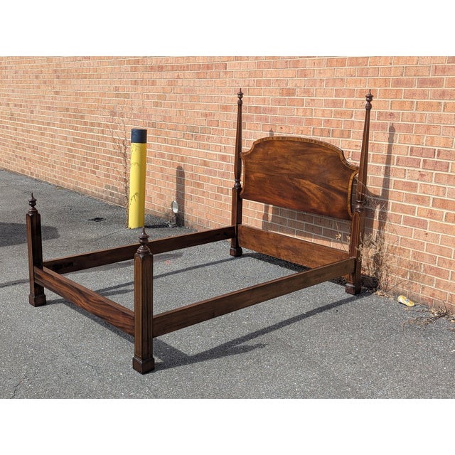 Brown Vintage Full-Size Solid Wood Bed Frame For Sale - Image 8 of 9