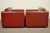 Mid Century Modern Red Leather Cube Club Lounge Chairs on Casters - a Pair For Sale - Image 4 of 13