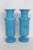 Traditional Turquoise Blue Opaline Glass Vase Pair of 2 With Hand Painted Floral Motif 5071b For Sale - Image 3 of 11