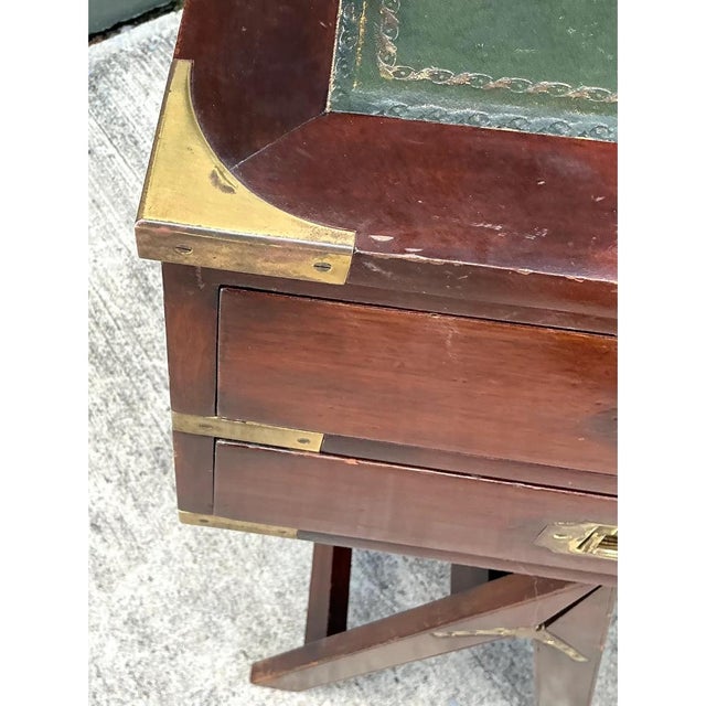 Vintage Military Campaign Wood Desk For Sale - Image 9 of 15