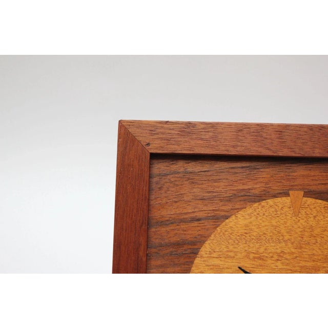 Vintage "Sailboat" Marquetry Wooden Inlaid Clock Artist Signed For Sale - Image 9 of 11