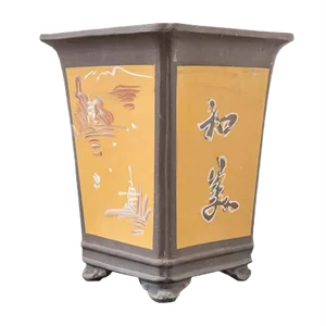 Mid-Century Ceramic Pot with Chinese Decor, 1950s