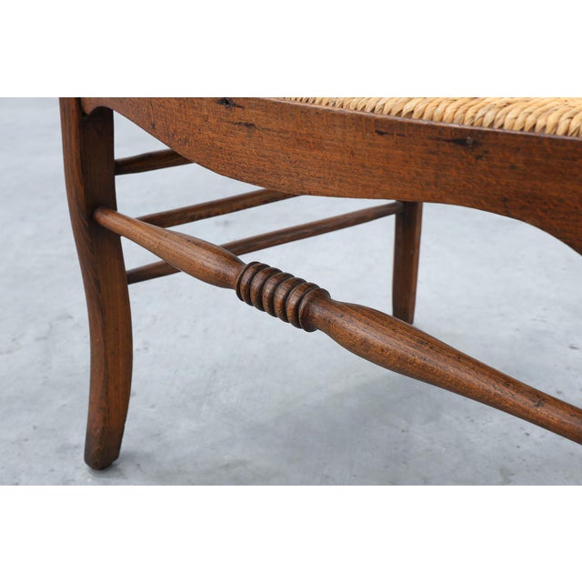 19th Century French Provincial Ladder‑back Armchair with Woven Rush Seat For Sale - Image 13 of 15