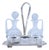 Modernist Style Silver and Cut Glass Cruet Set with Raised Feet, Set of 3 For Sale