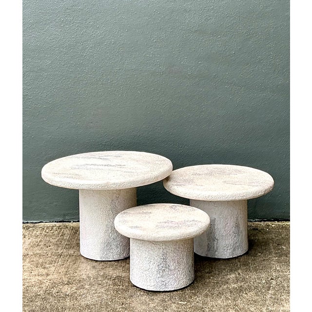 Vintage Textured Faux Stone Side Tables For Sale - Image 10 of 12