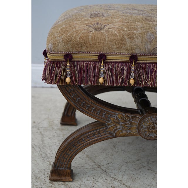 Textile Jeffco Italian Regency Style X Base Bench or Stool For Sale - Image 7 of 12